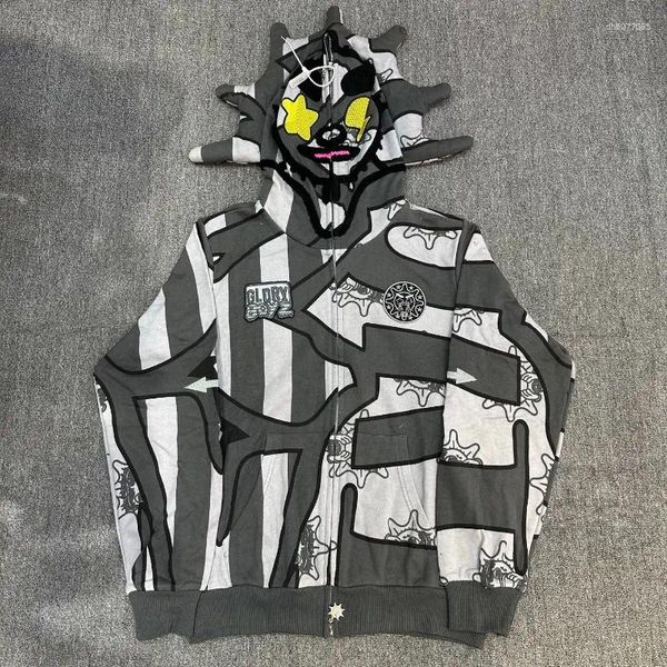

Men' Hoodies Streetwear Glo Gang Embroidered Zip Hoodie Hip Hop Unisex Cotton Sweatshirt Men Women Casual Jacket, Beige
