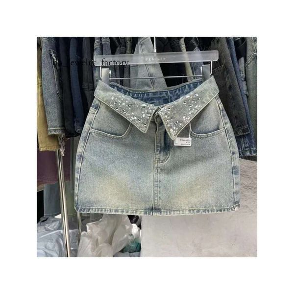 

muily denim skirt Cool collar designer women's short denim skirt 2025 summer new spicy girl high waist light blue denim skirt2 96f
