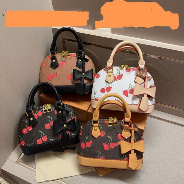 

Bow Cherry Allmas BB Top Handle Shell With Luxury Carrying Backband 45678218 Womens Classic Printed Leather Shoulder Bag Mens Wallet Cross Body Handbag, P2