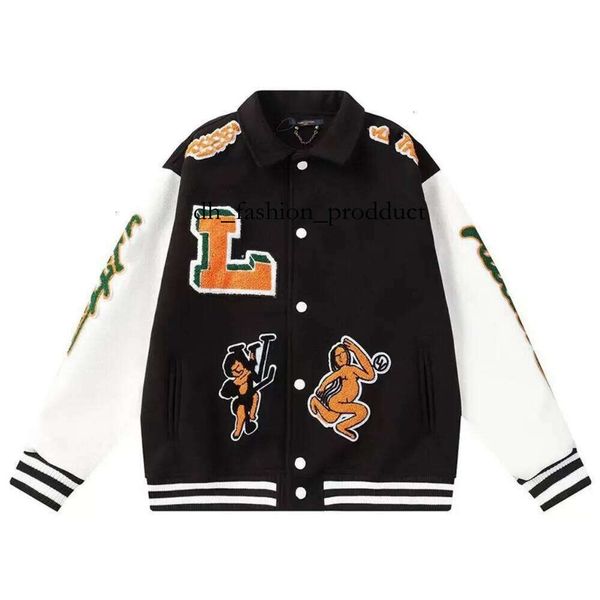 

vuittons Mens Jackets designer Classic  Vintage Baseball Varsity Coat Loose Mens Women Outerwear Wool Flocking Leather Single Breasted Couples Warm Bomber 021, Yellow