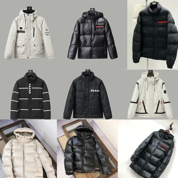 

Men's Down & Parkas Designer Stand up collar hooded down jacket with classic versatile triangle for men and women, P9