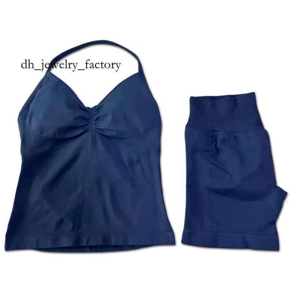 

dfyn impact shorts 2pcs Impact Gym Set Womens Backless Tank Top High Waist Threaded Seamless Shorts Gym Set W250410 9e6, Blue gray