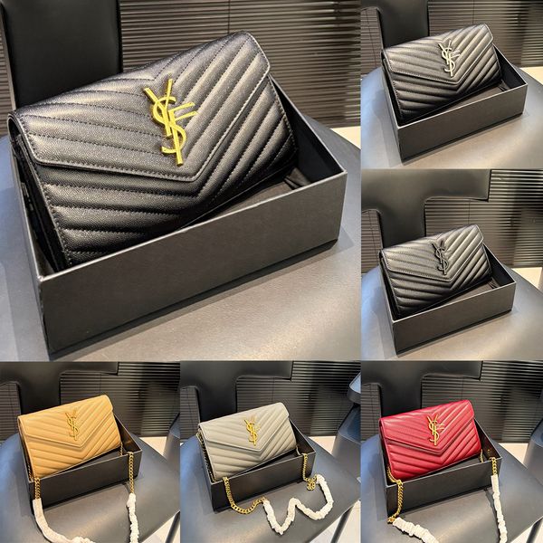 

Designer bags shoulder bags luxury bags Purse high-quality stitched grain embossed chain bags women's flap wallets envelope bags metal letter crossbody bags, #2