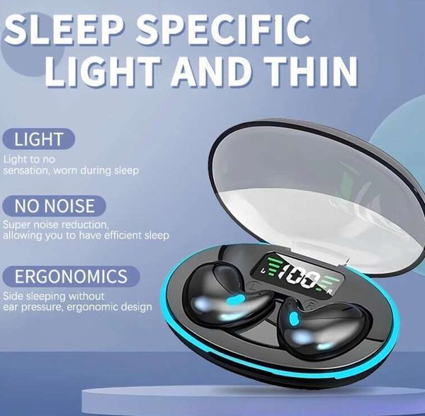Bluetooth-Compatible 5.3 Invisible Sleep Earphones with Charging Case Open Ear Headsets Noise Cancelling for Travel and Business