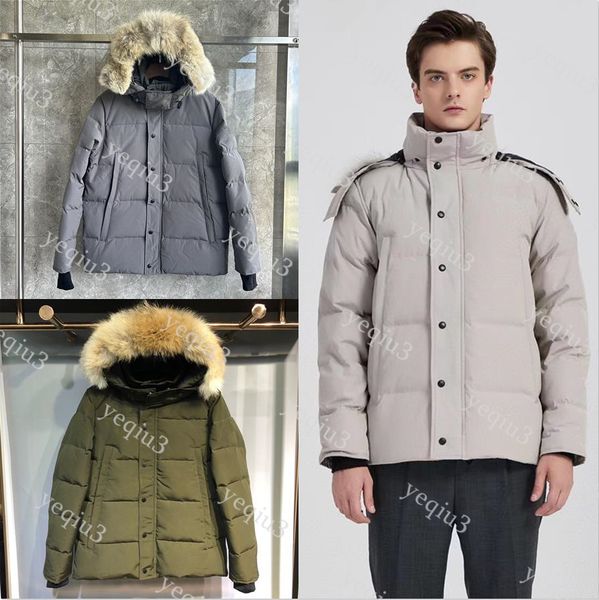 

Mens Down Jacket Parka High End Outerwear with Natural Wolf Fur Hood Windproof Waterproof Thickened Coat White Duck Down Filled Warm Durable Plus Size, Clear