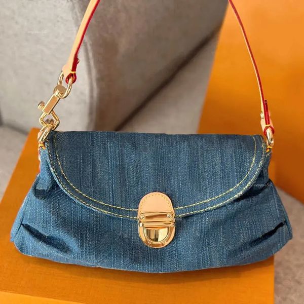 

Blue Denim Vintage Designer Bag Fashion Shoulder Bag Women's Tote Bag Handbag Luxury Bag Travel Bag Patterned Underarm Bag, #9