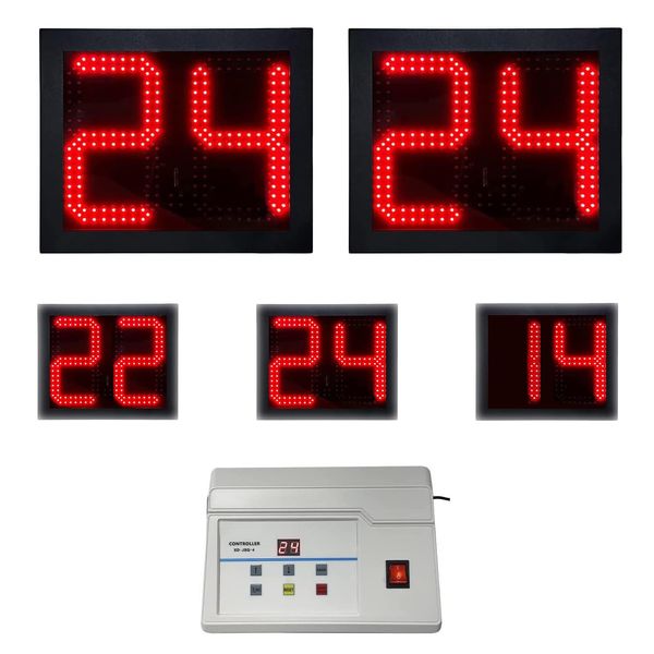 2 Pack Shot Clock Basketball with Control Panel, Portable Shot Clock Timer with 14/24/30/0-99 Seconds, with Loud Buzzer, for Outdoor Use