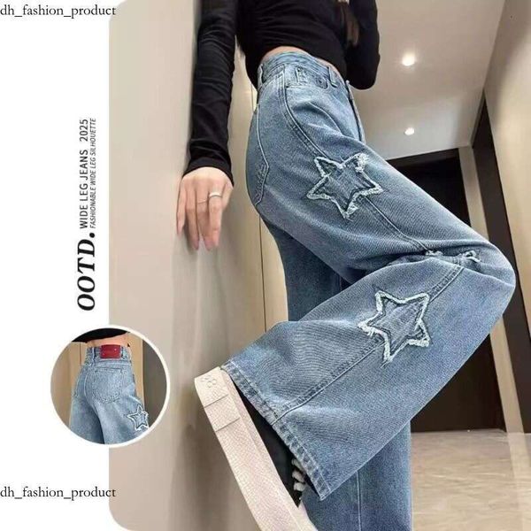 

Designed Slimming Jeans for Women, Spring and Autumn Hot-Selling High-Waisted Frayed Edge Star Narrow Version Petite Straight Wide-Leg Pants f3c, Light blue regular style choose for