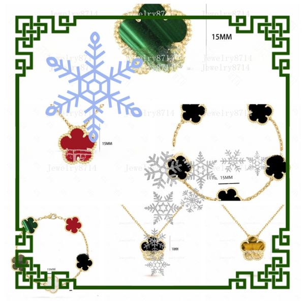 

Four Leaf Necklaces Clover Jewelry Flower classics Designer Necklace 18K Gold Silver Rose Plate Agate Diamond Fashion luxury Charm Chain Wedding Gift Party, Mixed colors