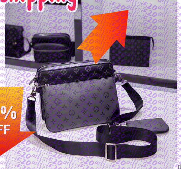 

Handbags Men Leather TRIO Messenger Bags Luxury Shoulder Bag Make up Bag Designer Handbag Tote Man's bag backpack, 19#