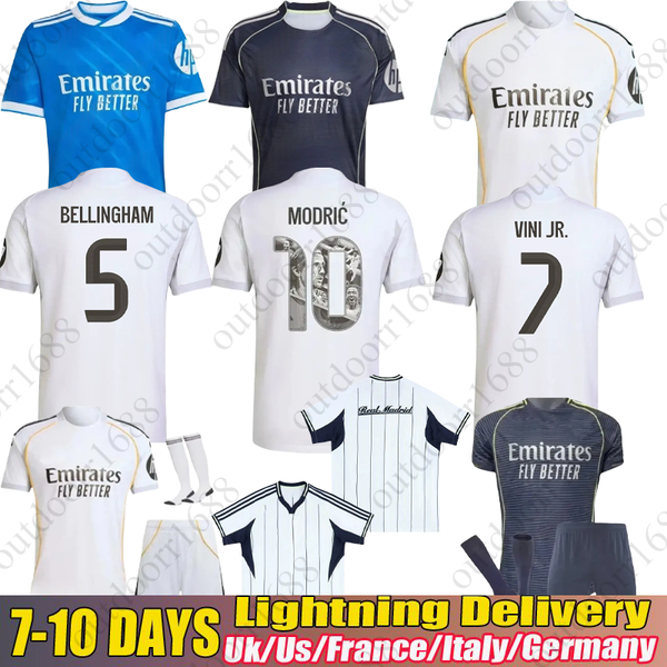 2025 2026 Player Version BELLINGHAM REALS Soccer Jerseys MBAPPE ENDRICK fourth VINI JR Finals kits GONZALO camiseta kids football shirt Pack MaDRid