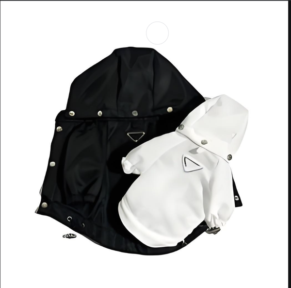 

free shipping Clothes Designer Apparel Nylon Dog et with Lnverted Triangle Resistant Adjustable Drawstring Waterproof and Windproof Removable Hoodie, White