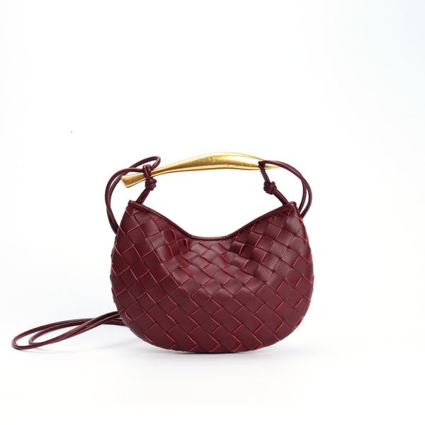 

Real Cowhide Leather Shoulder Bag Top Handle Women Handmade Woven Small Totes With Metal Purses And Handbags Fashion Girl Messenger Crossbody Bags 811, Grey