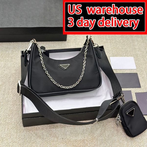 Designer bag fashion luxury nylon fabric shoulder bag crossbody bag lightweight essential for going out three in one series 2005-2006 shoulder bag small wallet 01