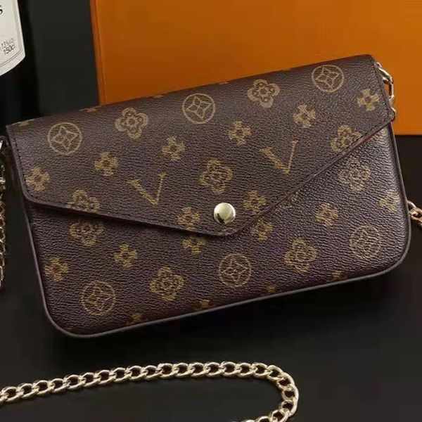 

Designer Bag Shoulder Bag Luxury Bag Purse Crossbody Old Flower Full Print Chain Women's Small Square Bag High Quality Leather Handbag Tote Brown 3 in 1 Handbag08, #presbyopia pink