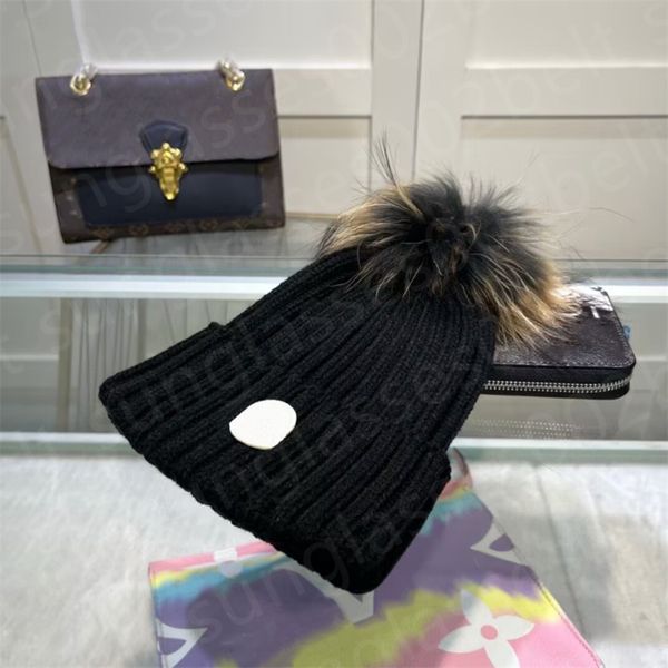 Designer Winter Knitted Woolen Hat Women Chunky Knit Thick Warm faux fur pom Beanies Hats Female Bonnet Beanie Caps 28 colors - Comfortable & Stylish Headwear