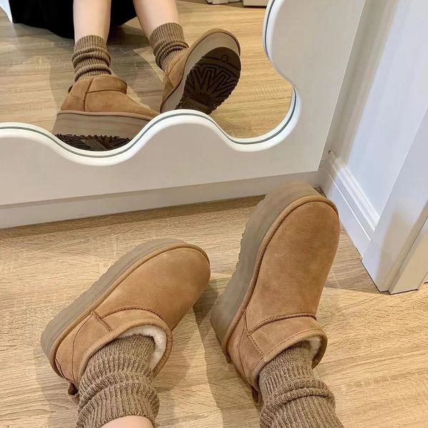 Designer boots Classic Ultra Mini Boots Snow Boot Platform Short Women Men Fur Sheepskin Tasman Tazz Chestnut Sand Mustard Seed boots AA 1111