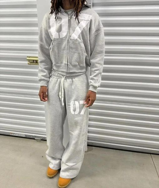 

Men's Tracksuits Gothic Fashion American Men Hip Hop Suit Print Design Street Sportswear Retro Trend Casual Oversized Hoodie Women, A4