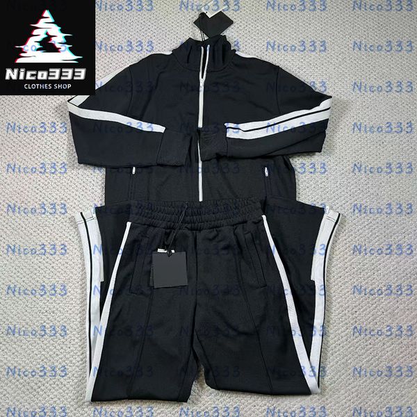 

American striped zipper design letters color collision splicing loose classic versatile street men and women casual suit tracksuits, #46 pink