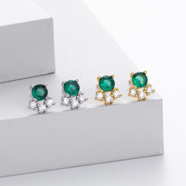 

S925 pure silver emerald court earrings - vintage luxury niche jewelry - high-end exquisite diamond-studded earrings