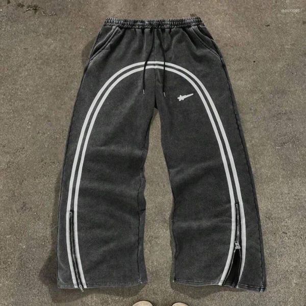 

Men's Pants American High Street Casual Hip Hop Gothic Cargo Trousers Couple Pant Y2k Retro Harajuku Sweatpants Wide-Leg, Gray