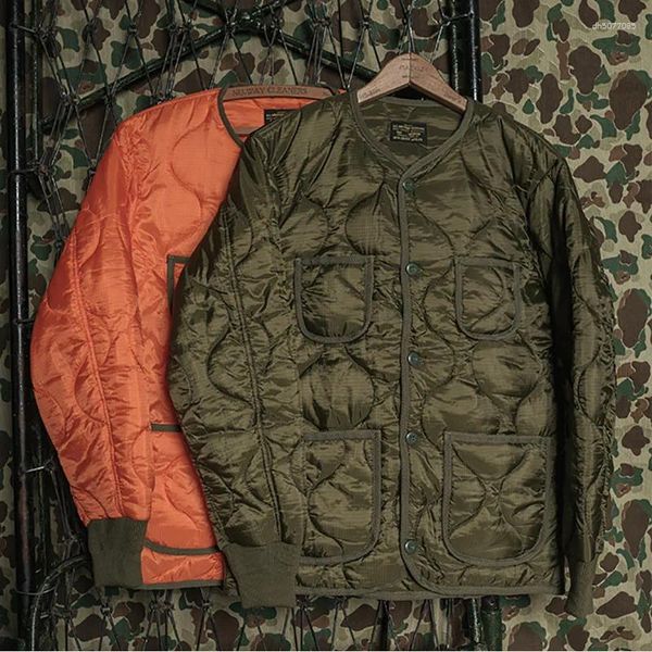 

Men's Down No Stock Brand Waterproof Nylon Mesh Quilted Jacket Military Liner Warm Cotton Men, As picture