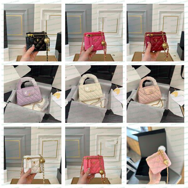 

Ladies' Shoulder Bag High-End Chain Makeup Bag High-Quality Leather Crossbody Bag Solid Color Fashion Bucket Bag, Bag 2