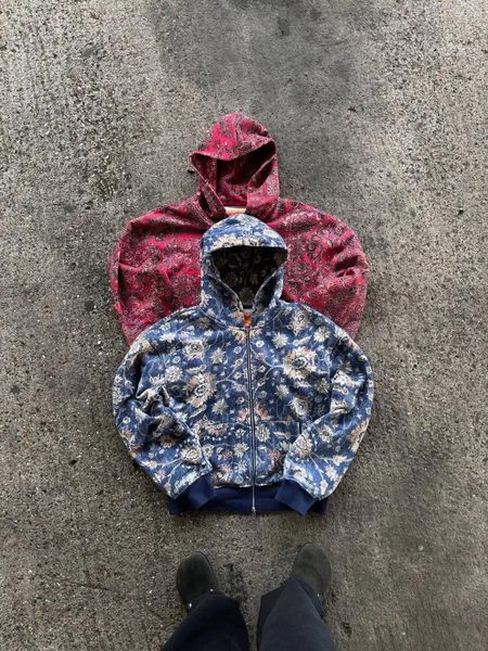 

Men's Hoodies 2025 Gothic Full Pattern Printed Zipper Hoodie Retro Street Hip Hop Punk Casual Sweatshirt, A20