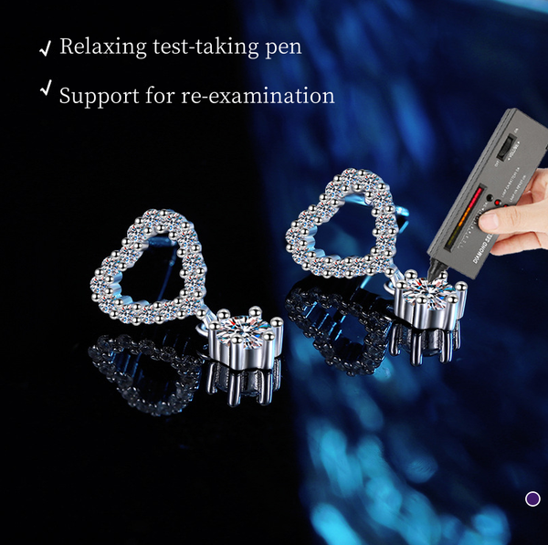 

S925 pure silver morganite stud earrings - heart-shaped / octagonal star design - certified by gemstone testing pen - elegant earrings for special occasions
