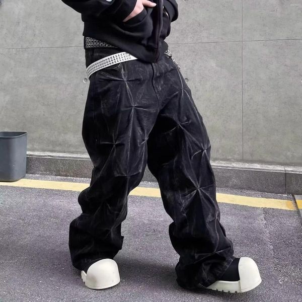 

Men's Jeans American Retro Loose Fit Black Wide Leg Design Sensation Trendy Brand Spring Summer Casual High Waist Denim Pants