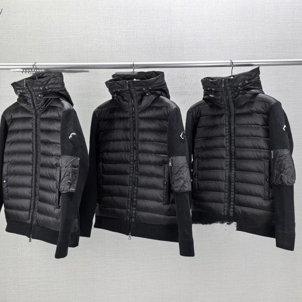 

Men's Down & Parkas Designer Knitted splicing casual down jacket men's white duck down warm and fashionable slim fit, M1