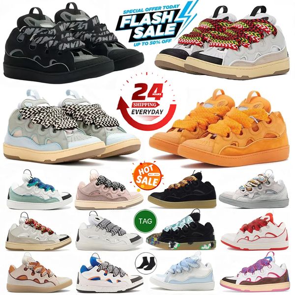 

Designer Shoes Luxury Leather Curb Sneakers Mens Womens casual shoes mesh woven lace-up men platform shoe black green white pink Sports Trainers size 36-46, Blue