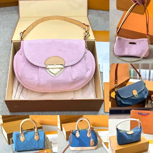 

Designer bag pink denim bag crossbody bag luxury bag Totes bag women's fashion casual underarm handbag shoulder bag vintage women's messenger bag, #10