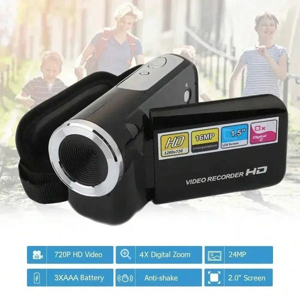 16MP HD Portable Camcorder with LED Flash 16X Zoom - 2 Screen Mini DV Camera for Outdoor/Home Recording T250813