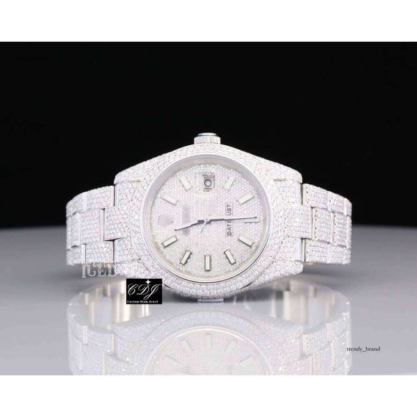 

Custom VVS Moissanite Dia Watches Iced Out Men and Women Jewelry Handmade Bust Down Wrist Watch Free shipping luxury brand watches, White