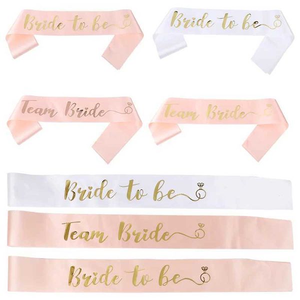 1pc Satin Team Bride To Be Sash White Pink Rose Gold Ribbon Bachelorette Party Wedding Bridal Shower Decoration Supplies X250813