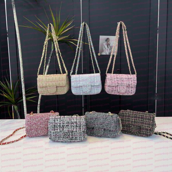 

Fashionable Women's Shoulder Bag High-End Woolen Plaid Crossbody Bag Simple Chain Shoulder Small Square Bag, Color 11