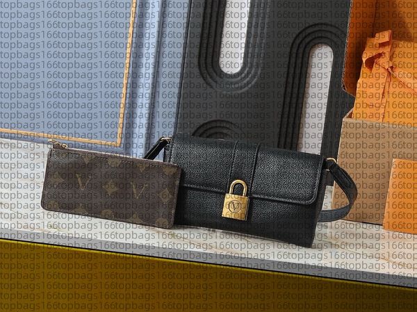 2025 New Wallet on Chain tote bag for women fashion Lock head bag leather shoulder cross body package evening bags wallet purse M12147