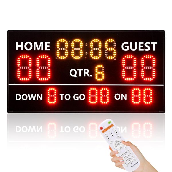 LED Portable Football Scoreboard, Rechargeable Wireless Digital Scoreboard with Remote, Electronic Scoreboard Football Score Keeper