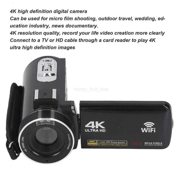 Video Camera Camcorder Face Detection Loop Recording CHK Ultra HD Video Camera with Inches for News Documentary for Outdoor Travel T250813
