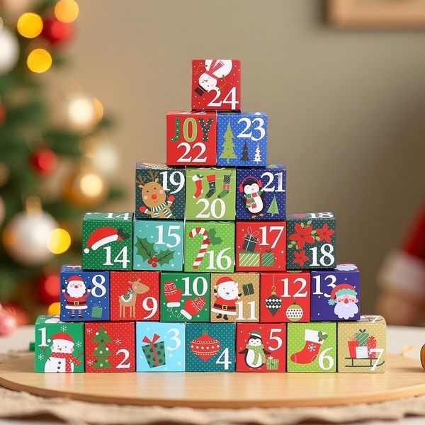24pcs-Christmas Countdown Advent Calendar Surprise Blind Box with White Gift Card Packaging - Daily Unboxing from December 1st to 24th