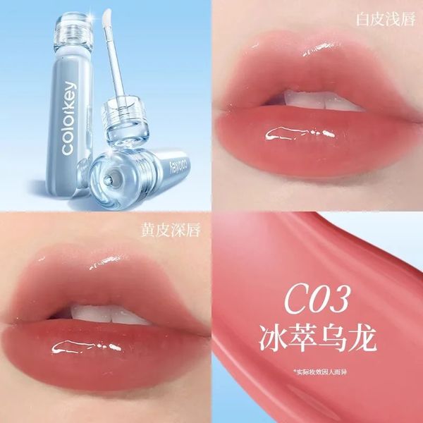 Colorkey Ice Diamond Lip Paint Glaze Glass Lips Transparent Non-sticky Mirror Water Glossy Lipstick Makeup Cosmetics 250812