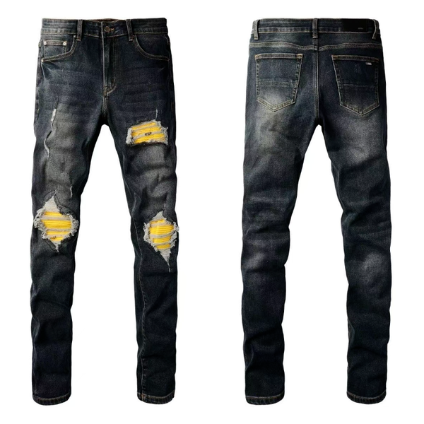 

New Men Ripped Denim Trousers Fashion Casual Jeans Straight High Quality Pencil Pants Vintage Dark Blue Color Male Dropship