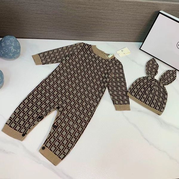

Designer Baby Cashmere Knit Onesie With Hat Ultra-Soft High-Density Newborn Outfit Luxury Infant Wear 0-12 Months H2, Brown