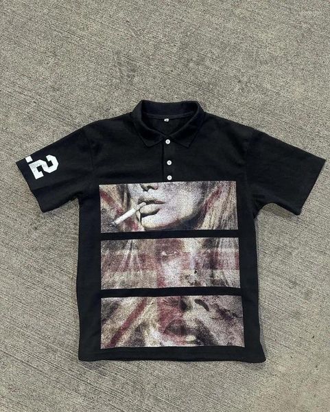 

Men' T Shirts 2025 Summer Retro Streetwear Oversized Cotton Lapel T-shirt Men Hip-hop Harajuku Gothic Trendy Vintage Top Polo, Aa