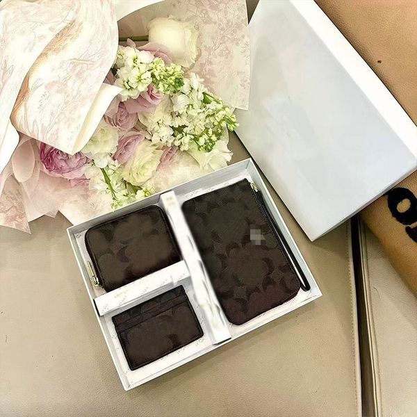 

Money Clips 3PCS/SET Womens Designer PU Leather With Box Classic Short Wallet Card Bags Birthday Gift Christmas Gifts