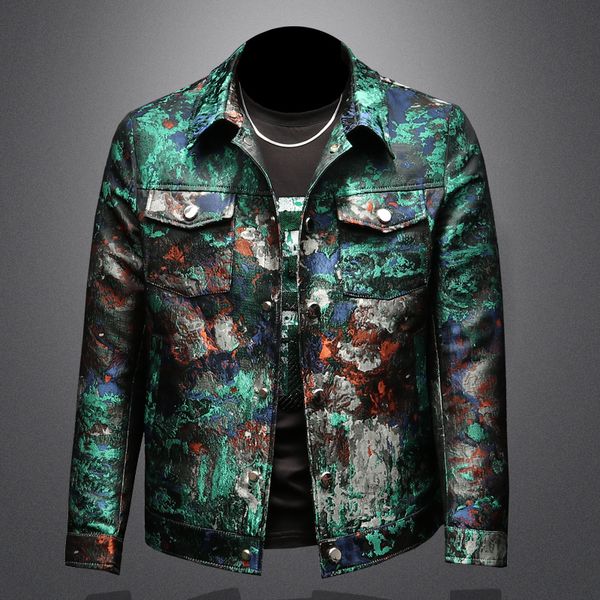 

2025 Spring Vintage Jacquard Jacket Men Luxury Casual Business Social Jacket Social Streetwear Bomber Jacket Men Clothing M-4XL, Black