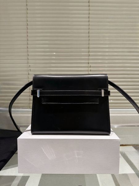 

high quality leather manhattan womens women shoulder bags Gold-plated buckle flap messenger Bag, Black