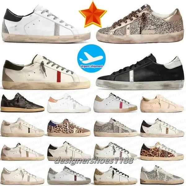 

2025 Designer Shoes Old Shoe Loafers Sneakers Super-star S Shoes Leather Italy Dirty Brand Women Men Ball Casual Star Trainers Top 35-45, Deep blue