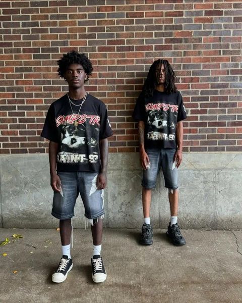 

Men's T Shirts Hip-hop Gothic Harajuku Graphic Top Men Trendy Brand Punk Streetwear American Retro Casual Oversized T-shirt Women, Aa